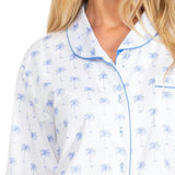 Women's Blue Palm Tree Long PJ Set