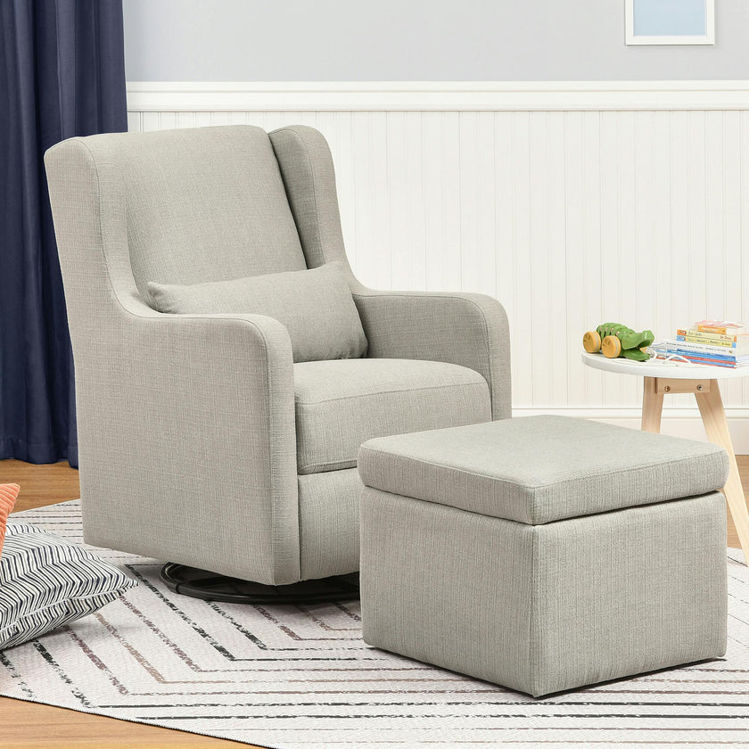 Adrian Swivel Glider with Storage Ottoman