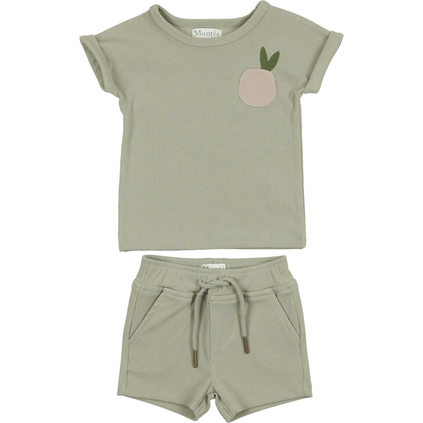 Boys Ribbed Berry Applique Tee & Short Set