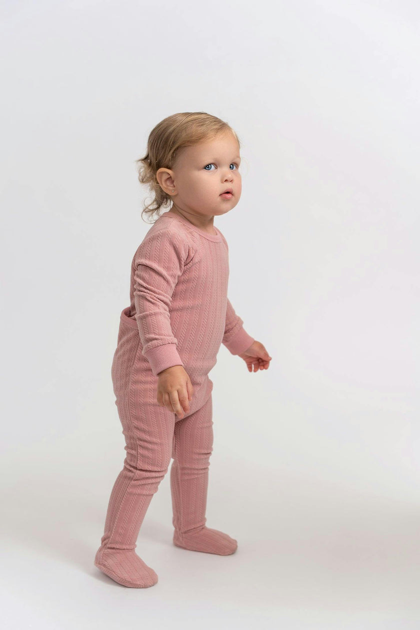 Cable Textured Snap Front Romper