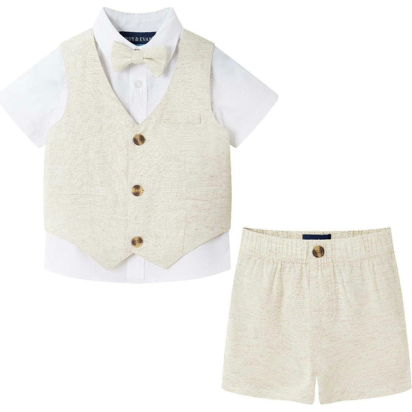 Infant Short Sleeve Buttondown Bowtie Vest Set