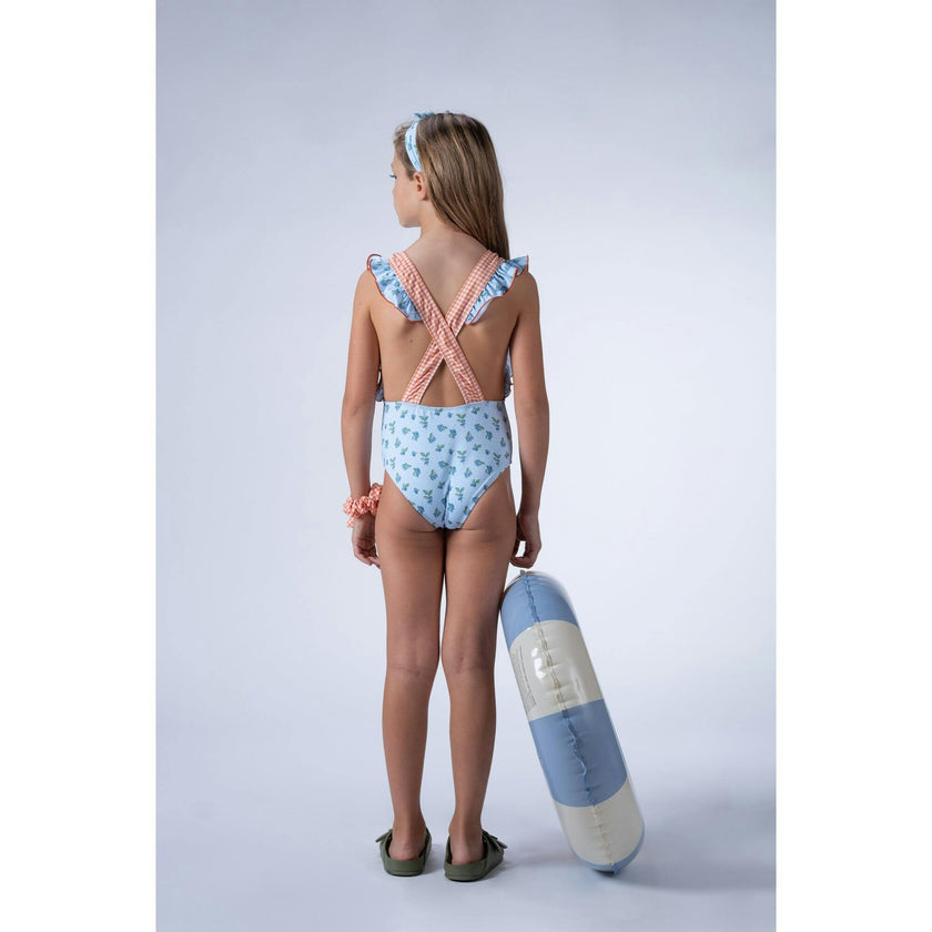 Blueberry Print Vichy Swimsuit, Multi