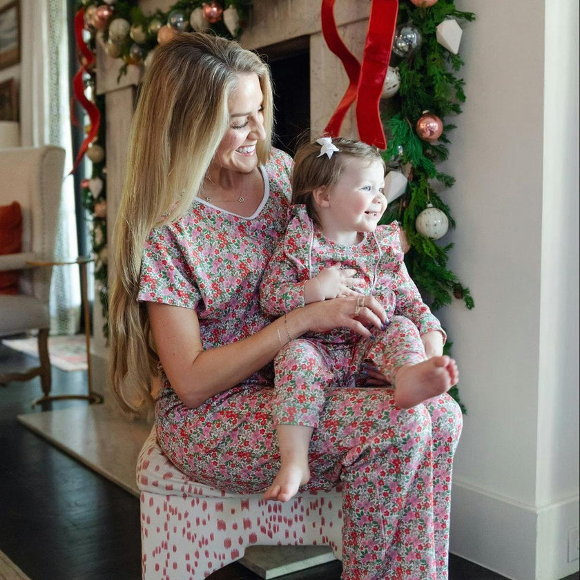 Marcia Women's Pima Cotton Pajama Pant Set - Floral Noel