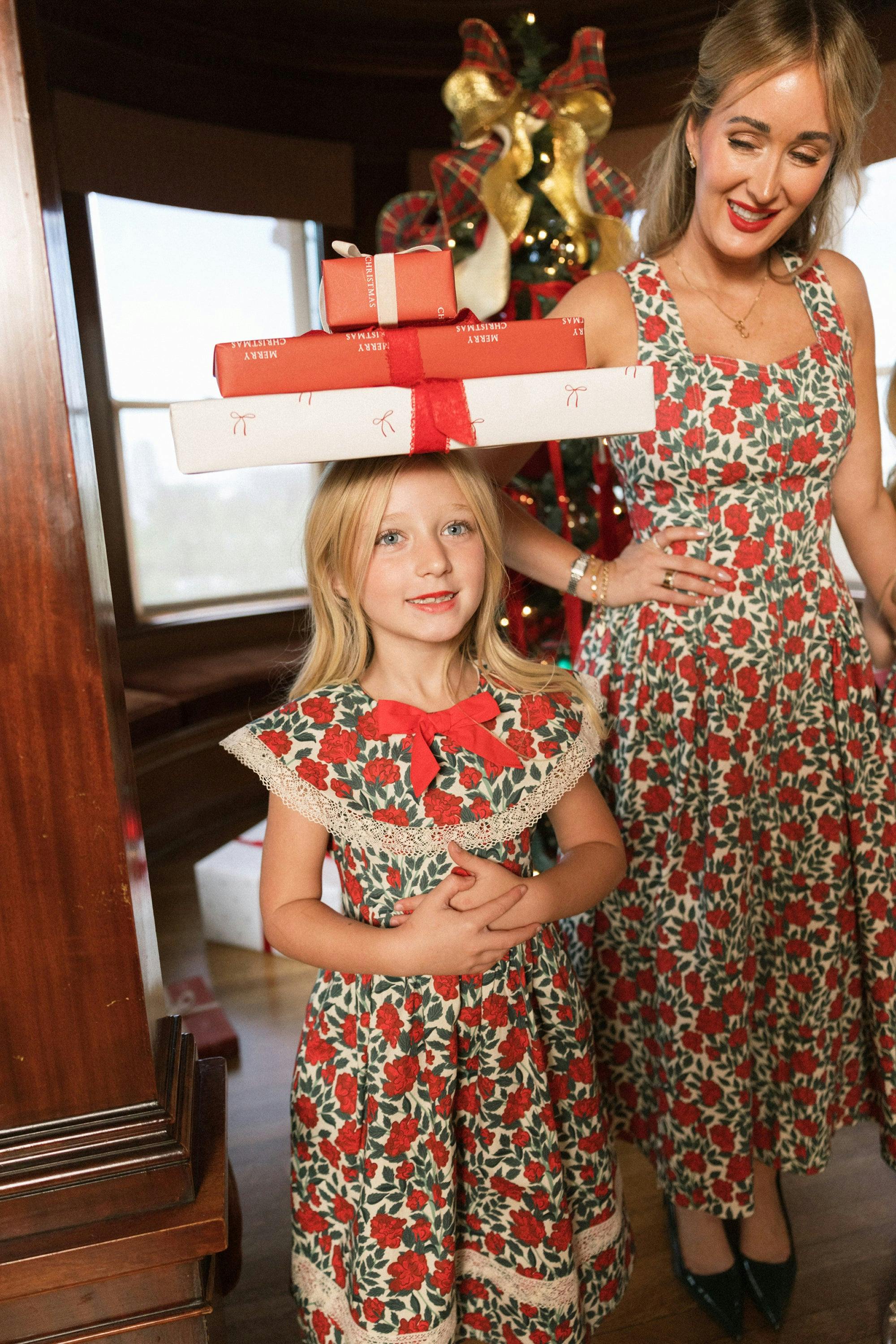 Mini Aster Dress in Red Roses