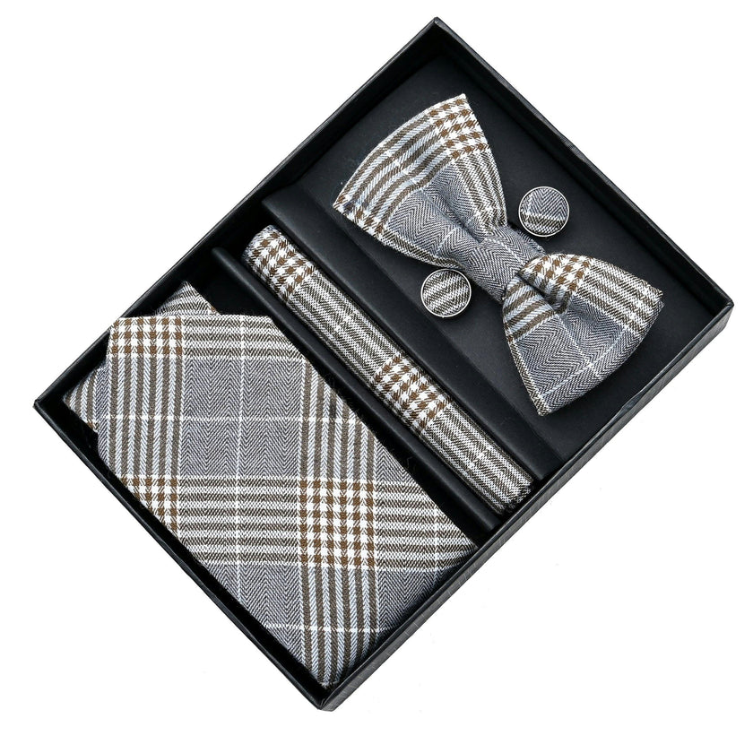 Brown Plaid Tie Set