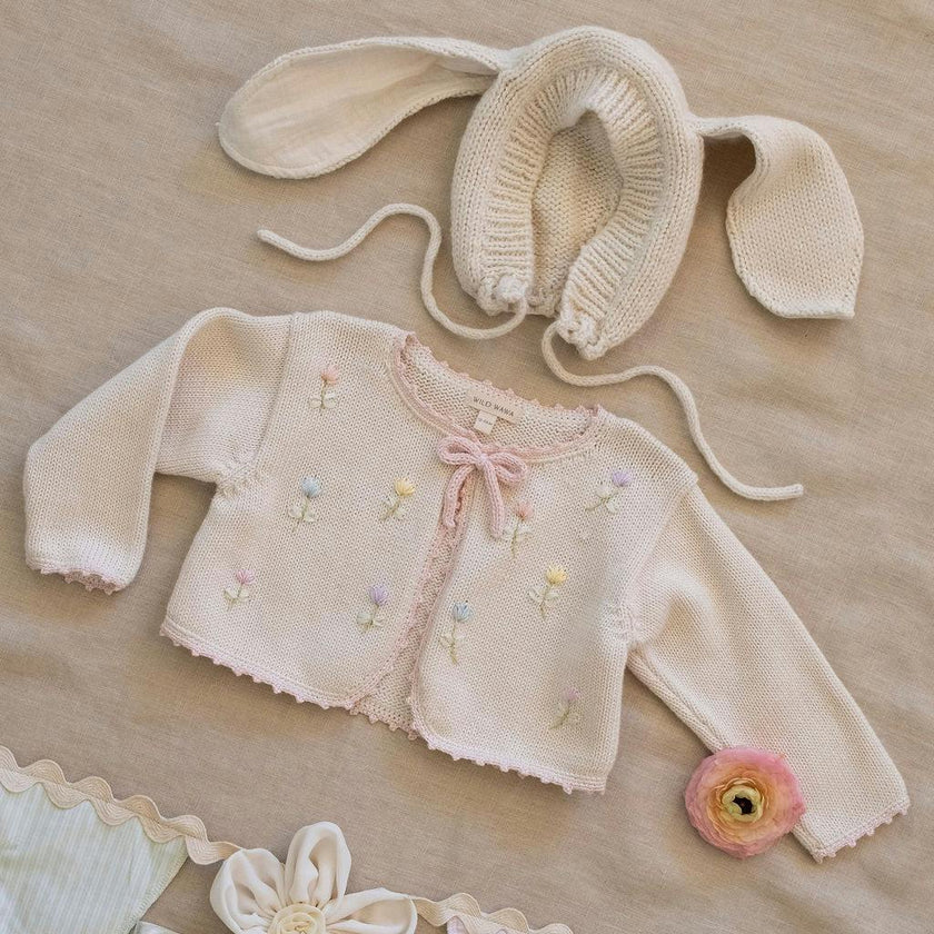 Embroidered Bolero in Pink/Natural