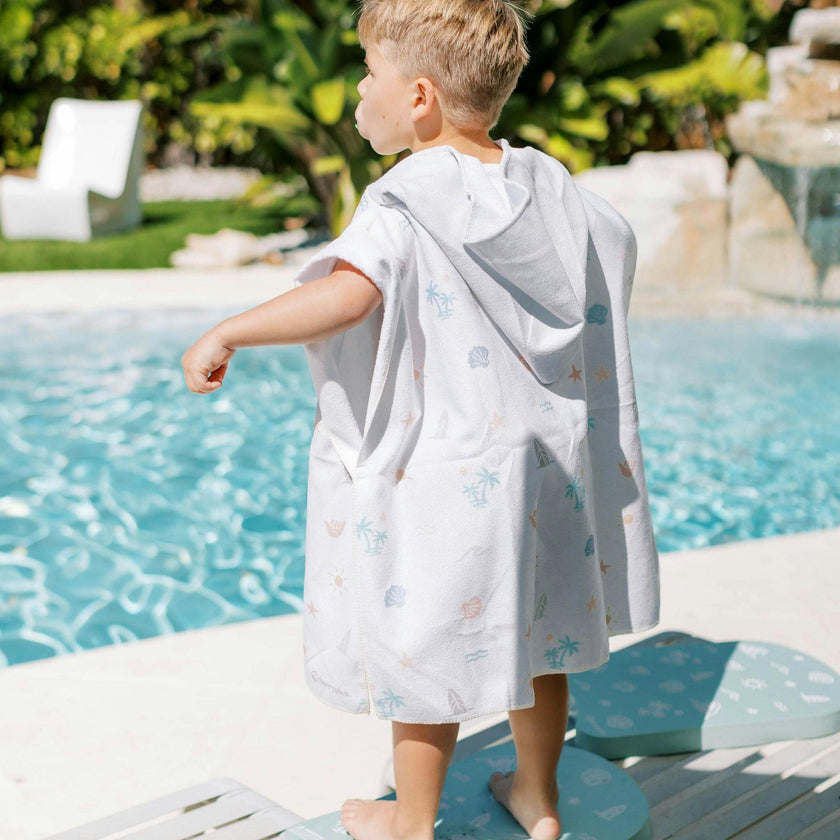 Kids Hooded Beach Poncho - Quick Dry Pool & Swim Towel