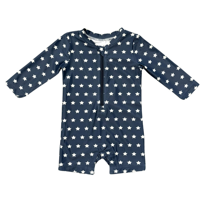 Baby Boy One-Piece Rash Guard Swimsuit in American Stars