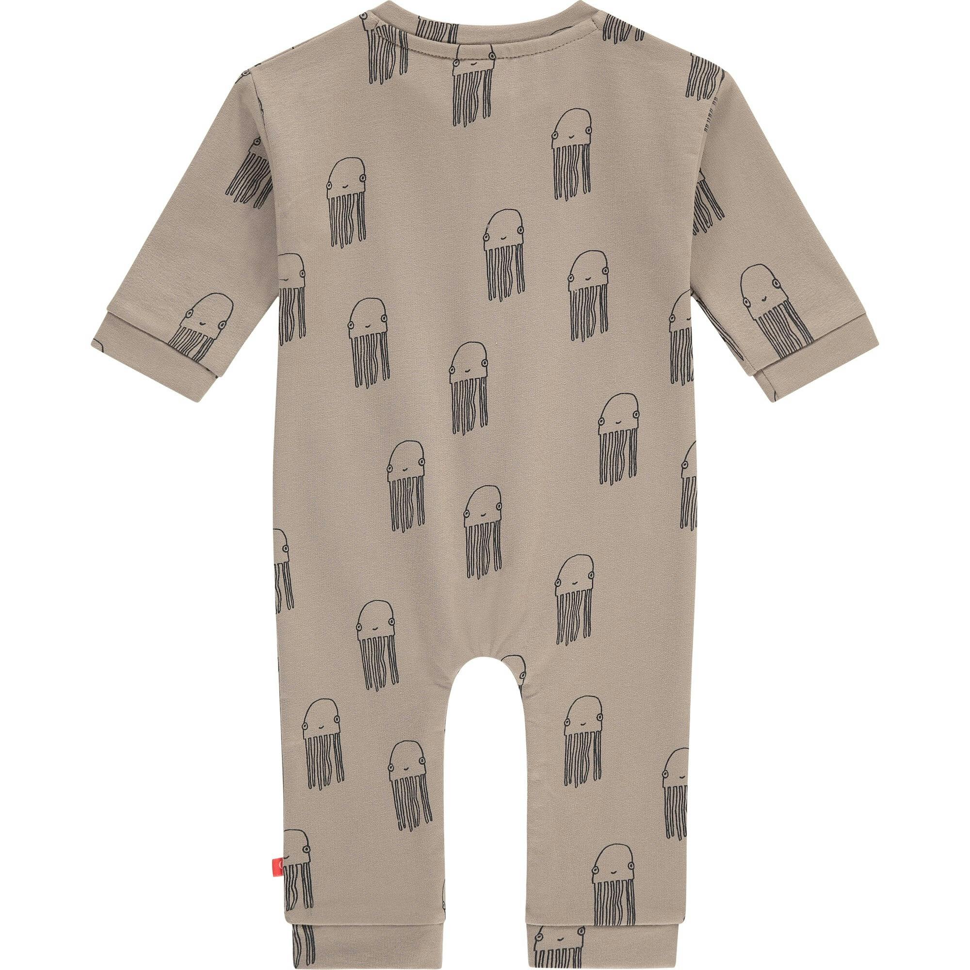 Long Sleeve All-Over Graphic Print Buttoned Romper