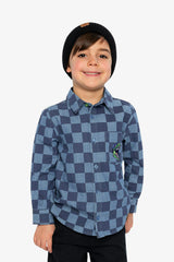 Chambray Shirt Blue Checkered Print