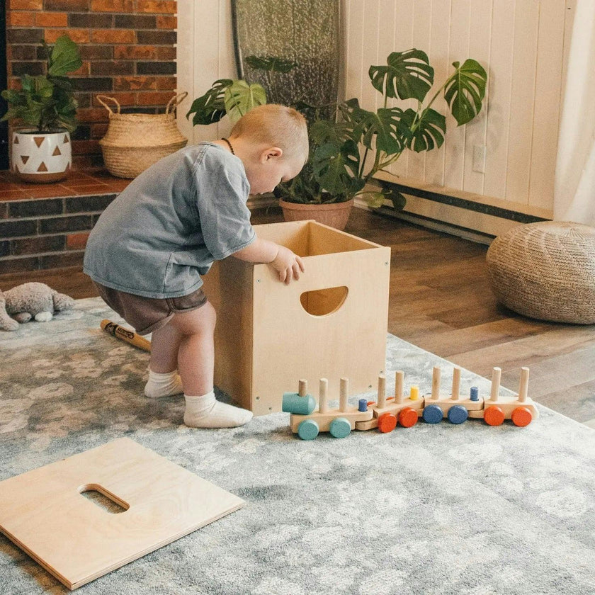 Wooden 14-inch Square Toy Box
