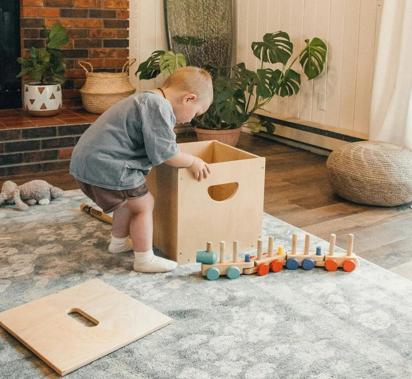 Wooden 14-inch Square Toy Box