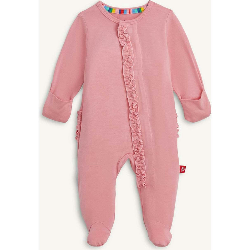 Magnetic Footie with Ruffles TICKLED PINK
