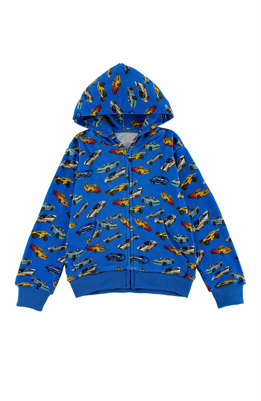 Soft Fleece Zip Up, Blue Hot Rod