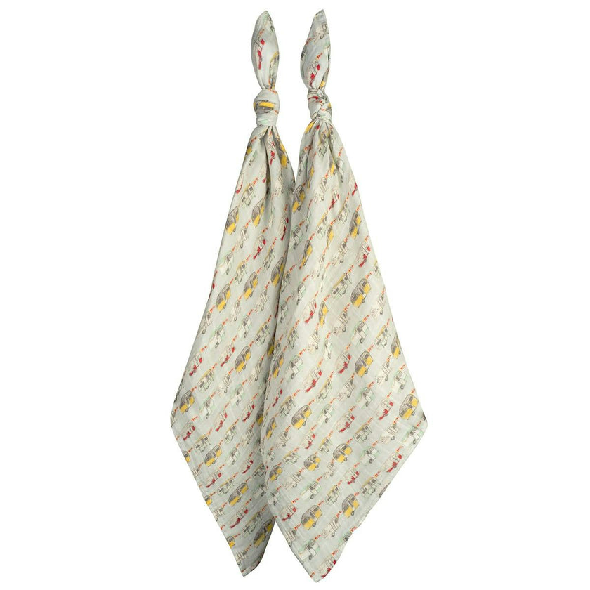 Vintage Trailers Organic Cotton Muslin Two-Piece Burp Cloth Set