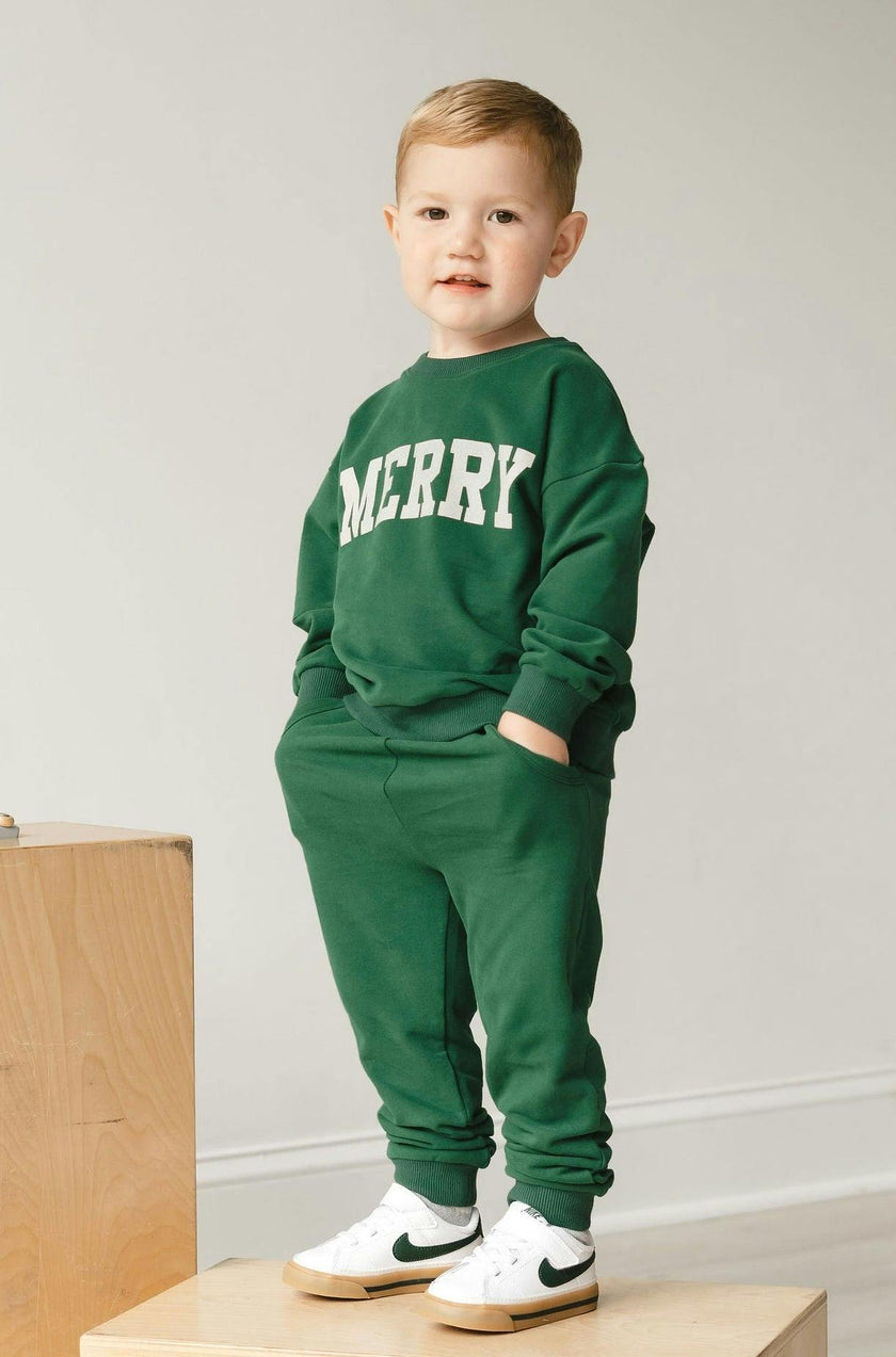 Organic Cotton Merry Sweatshirt & Sweatpants Set Toddler & Children