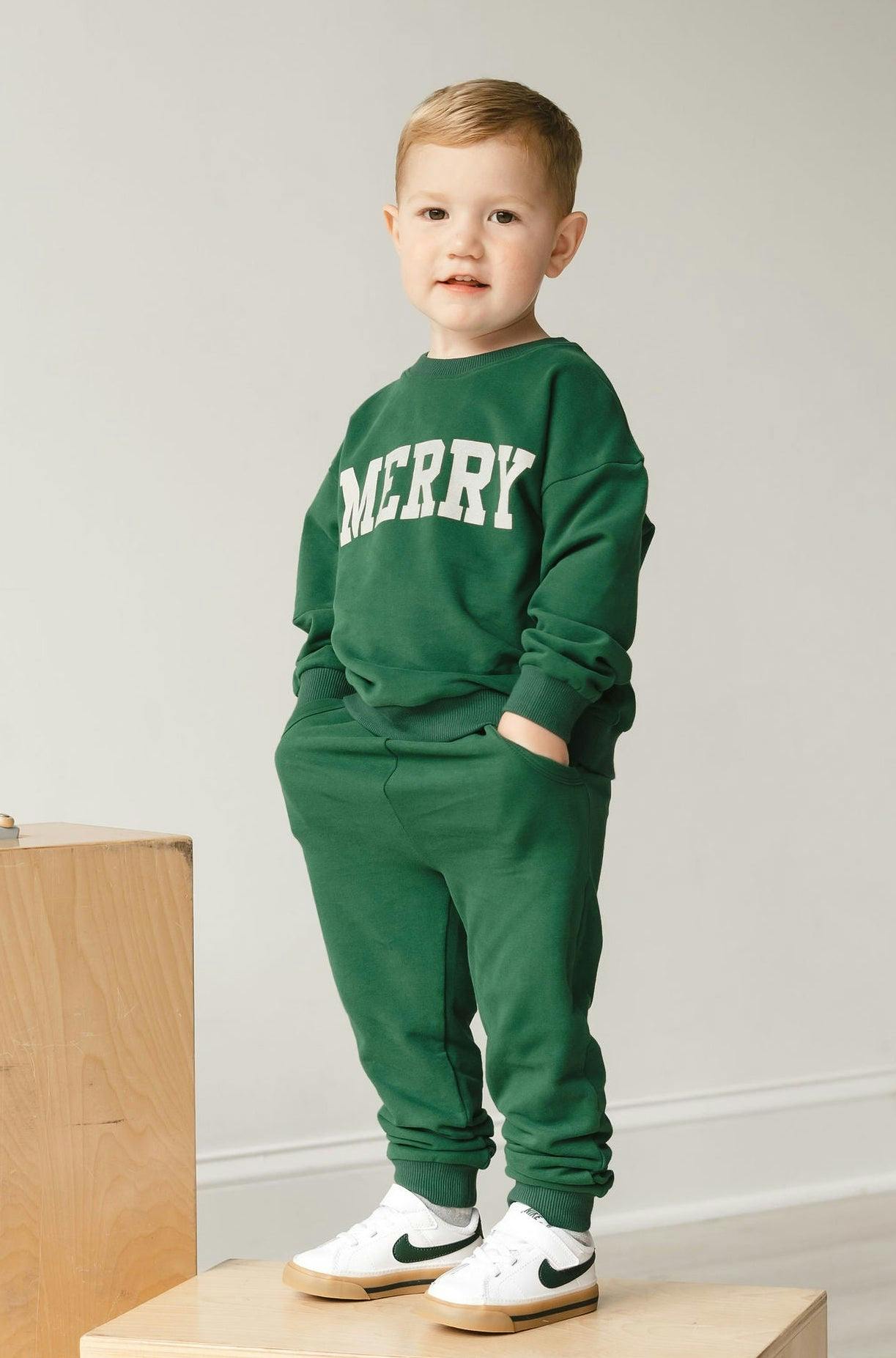 Organic Cotton Merry Sweatshirt & Sweatpants Set Toddler & Children