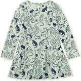 Long Sleeve Pleated Skater Dress, Green