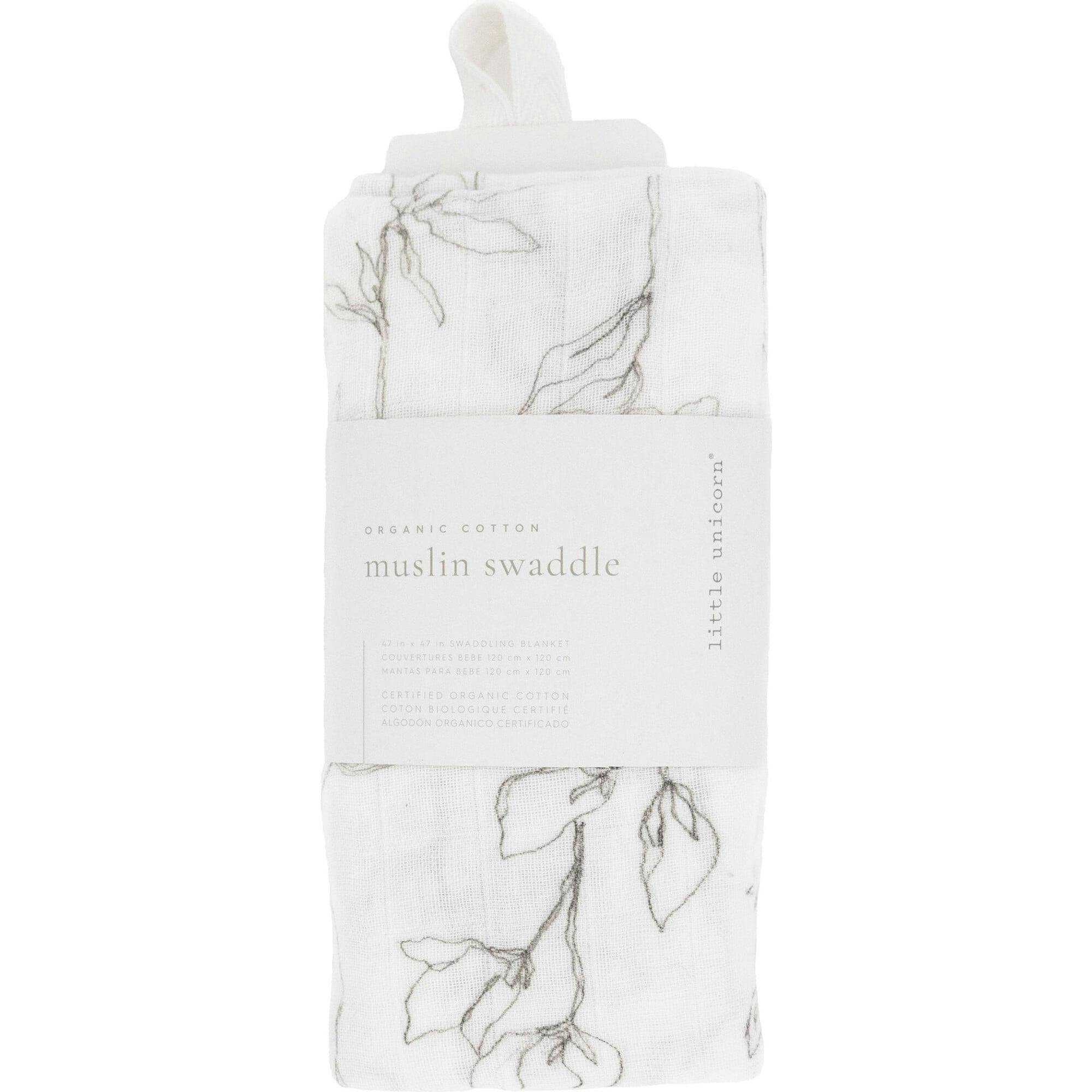 Organic Cotton Muslin Swaddle Blanket - Pencil Floral