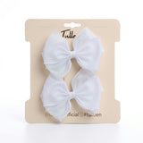 Sparkle White Bow Hair Clip Set