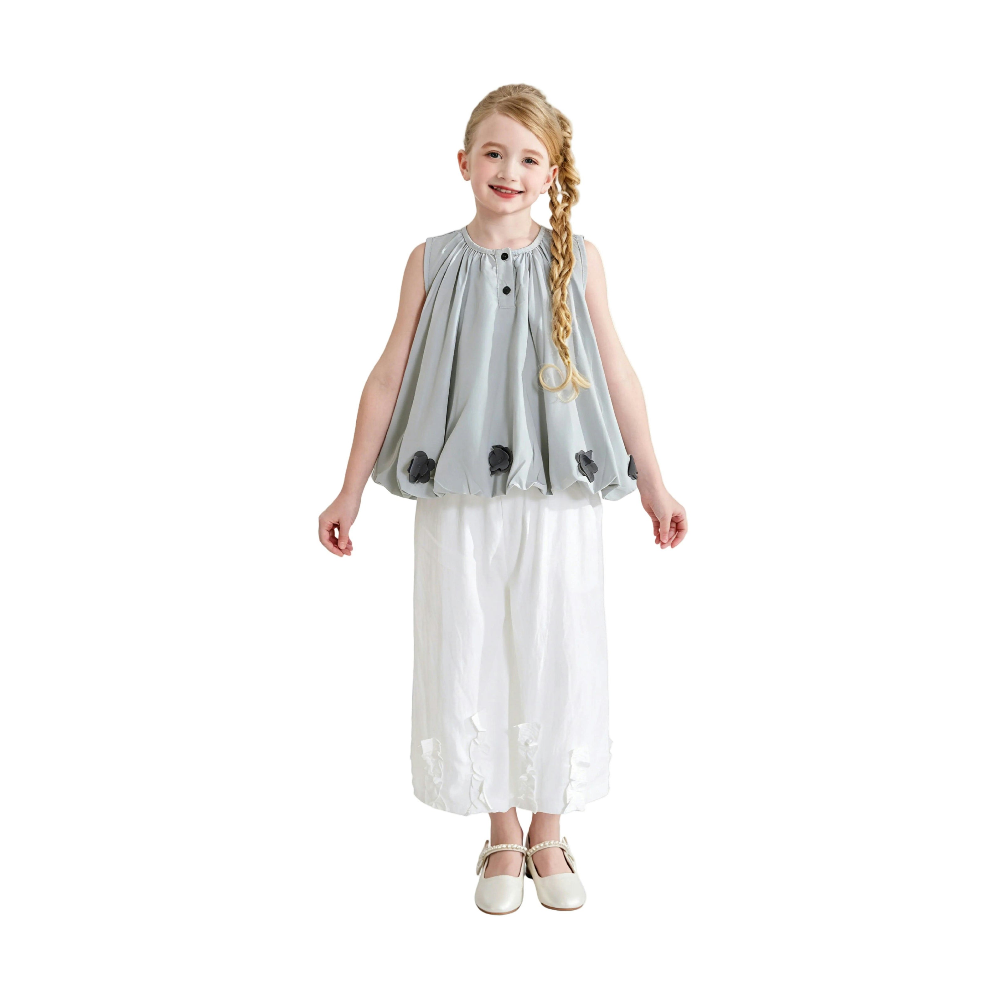 Gray Bloom Pants Set