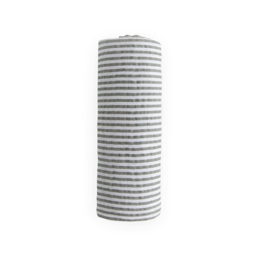 Cotton Muslin Swaddle Blanket - Grey Stripe