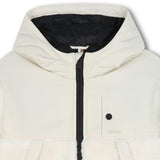 Cream Hooded Jacket with Plush Panels
