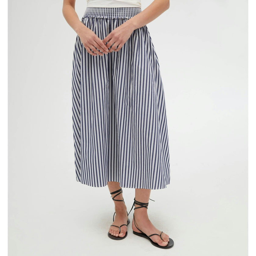 The Delphine Nap Skirt - Navy Stripe