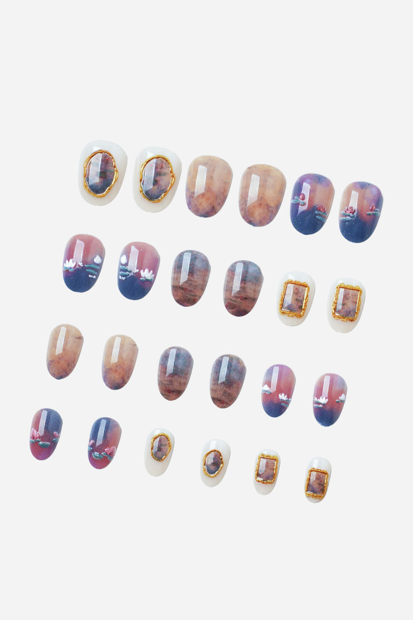 CLAUDE MONET WATER LILIES - SHORT OVAL PRESS-ON NAILS