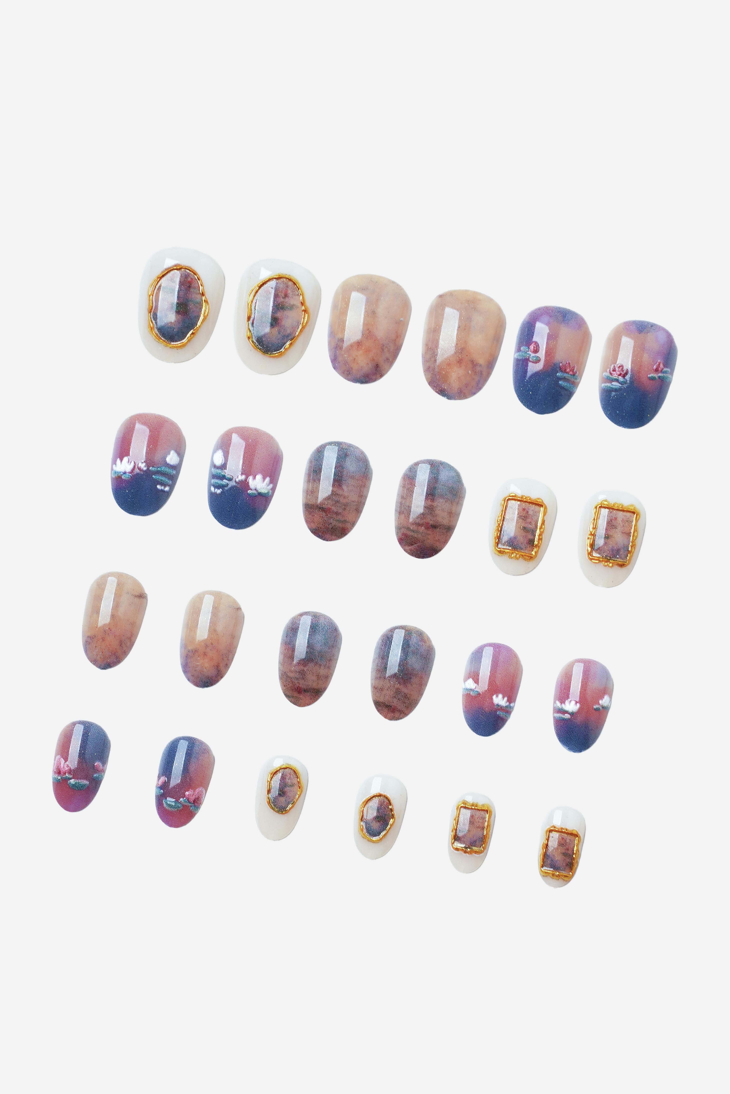 CLAUDE MONET WATER LILIES - SHORT OVAL PRESS-ON NAILS