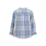 James Mandarin Collar Long Sleeve Check Shirt