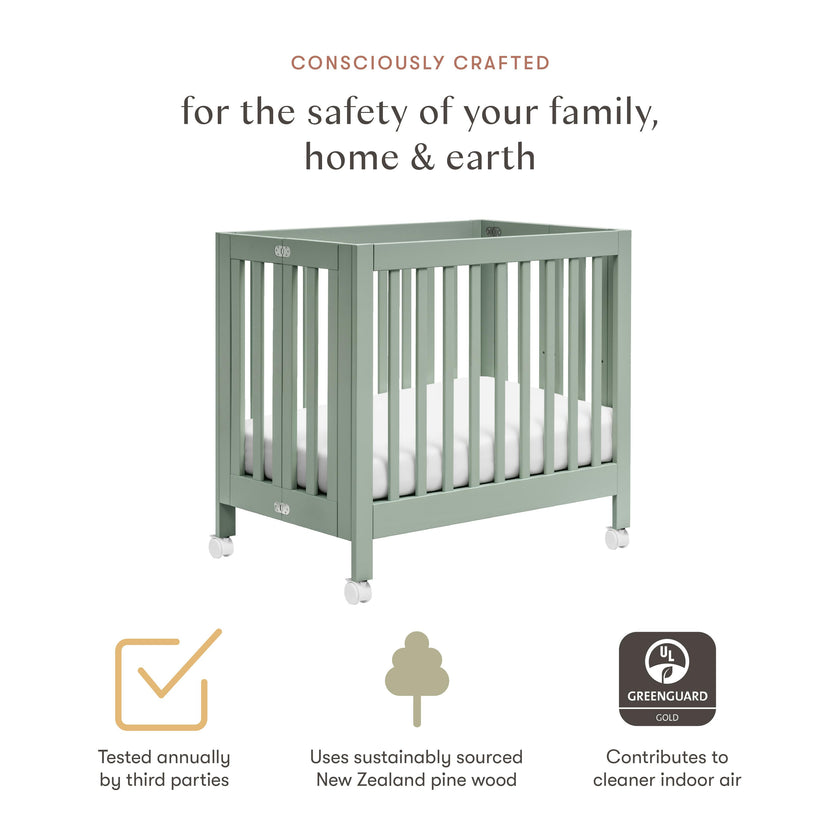 Origami Mini Crib in Light Sage