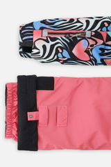 Two Piece Play Snowsuit Black Zebra Print With Pink Pants