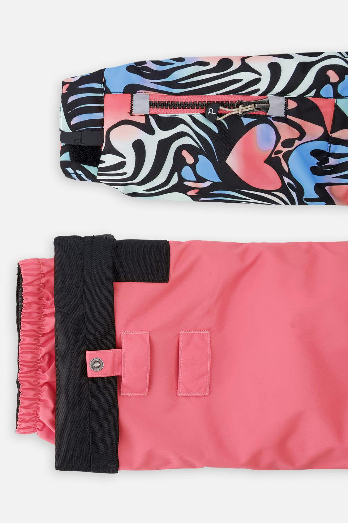 Two Piece Play Snowsuit Black Zebra Print With Pink Pants