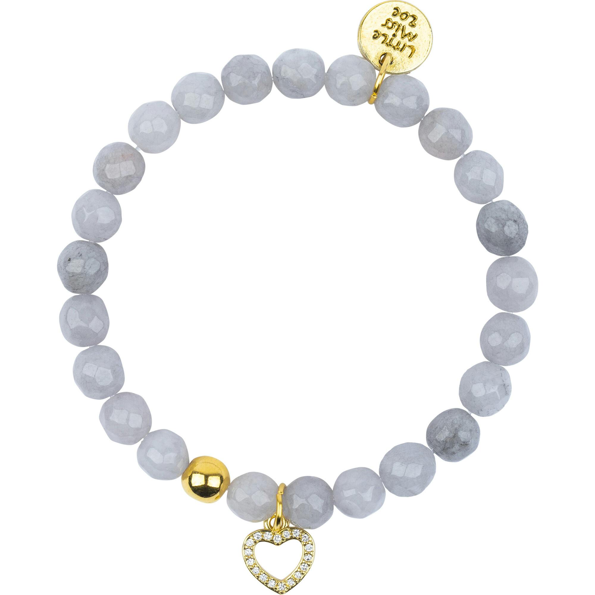Gemstone Bracelet With Pave Heart Charm