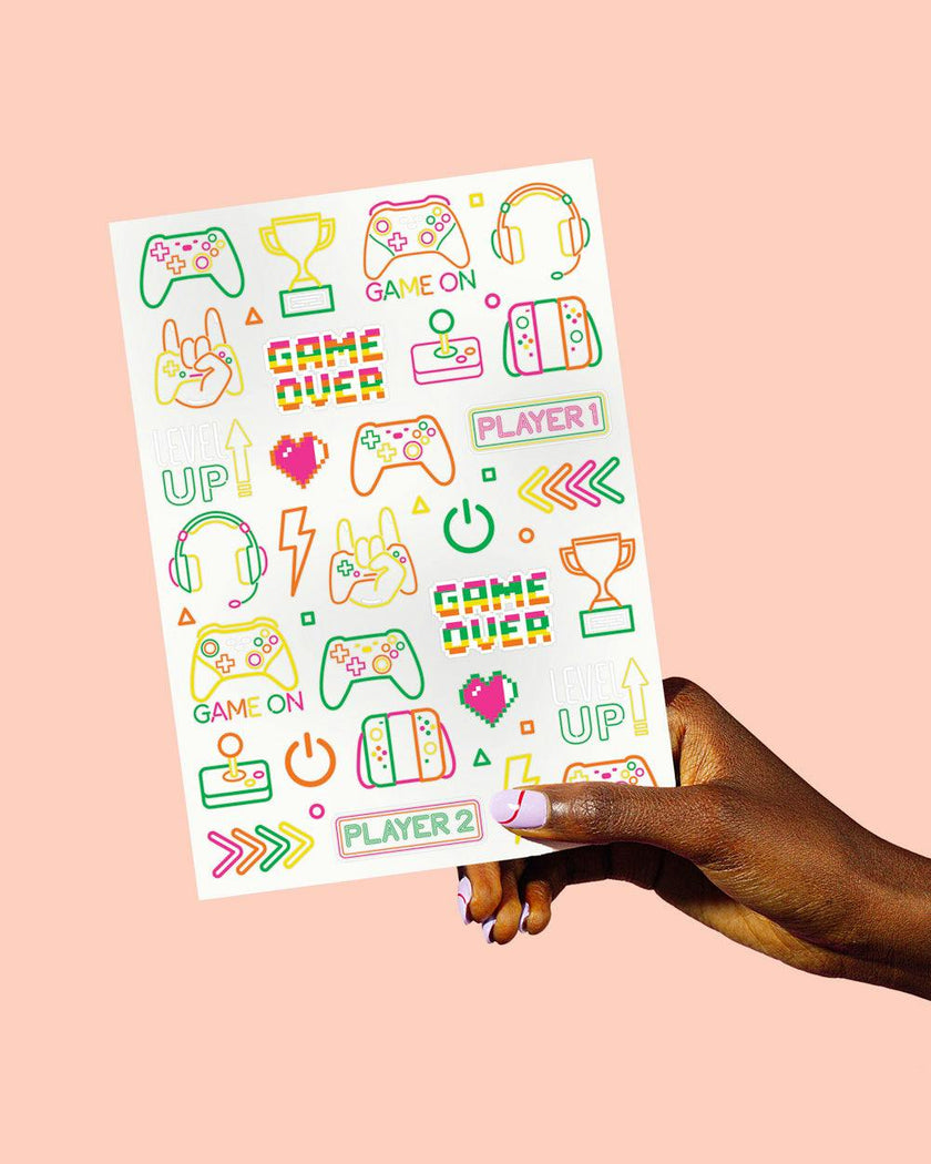 Game On Neon Tattoos - 60 temporary tattoos