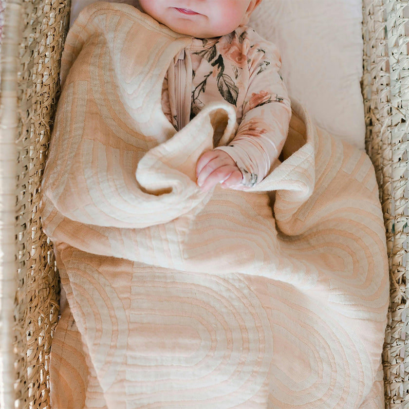 Cotton Jacquard Baby Blanket (Pink Rainbow)