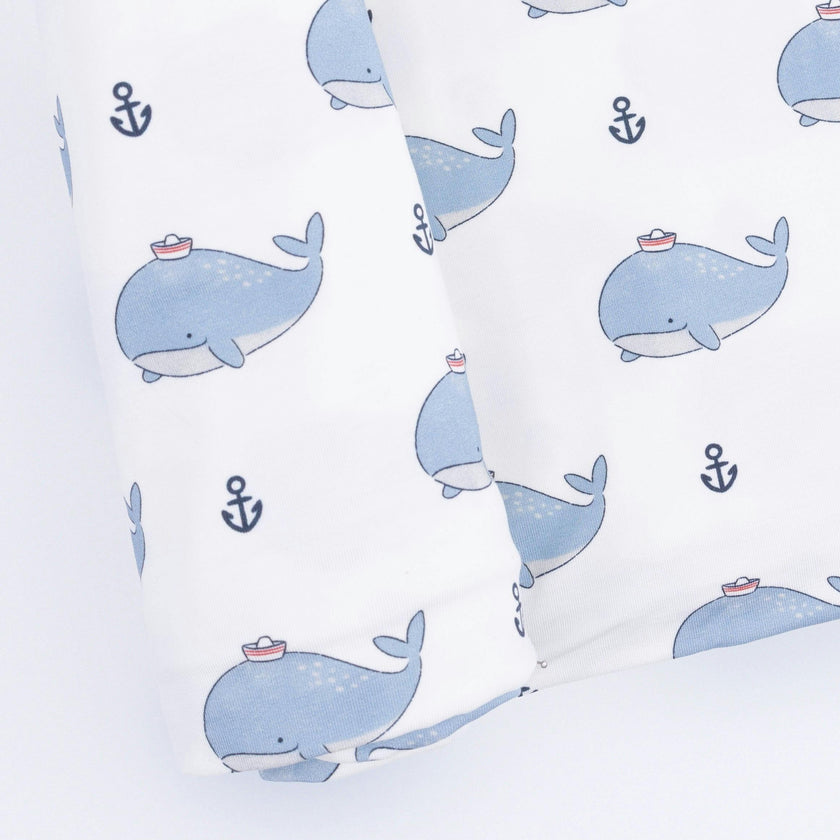 Bubbly Sailor Whales Blue - Swaddle Blanket