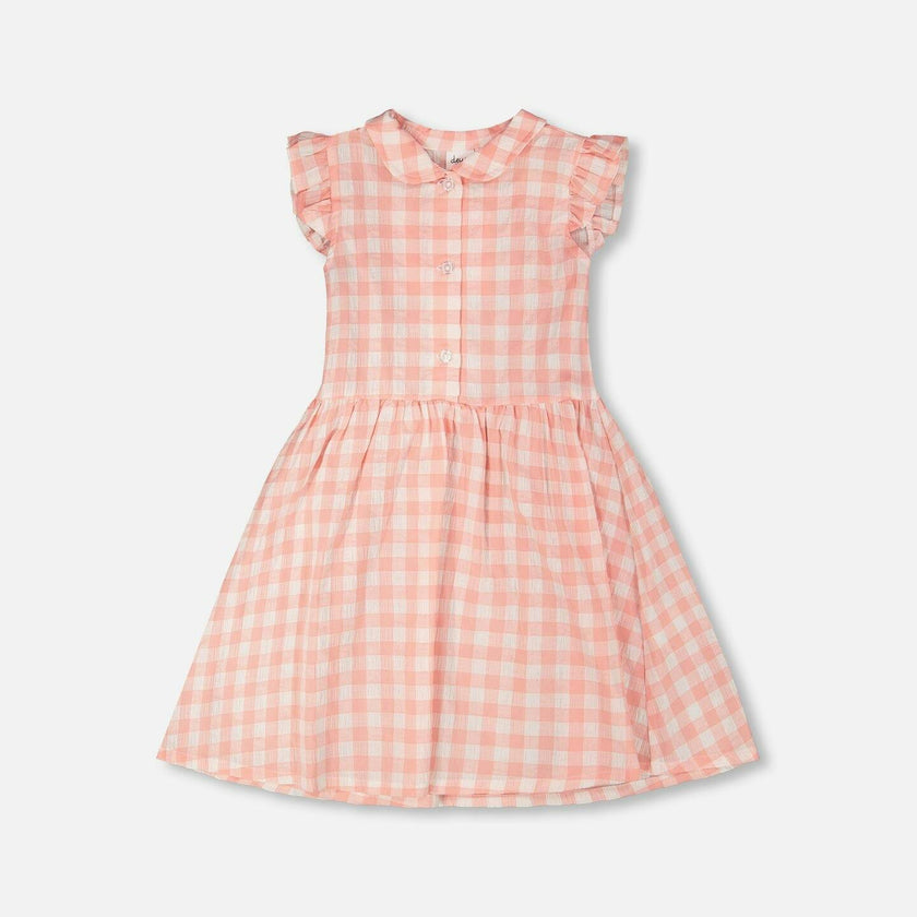 Sleeveless Button Down Dress Pink Gingham