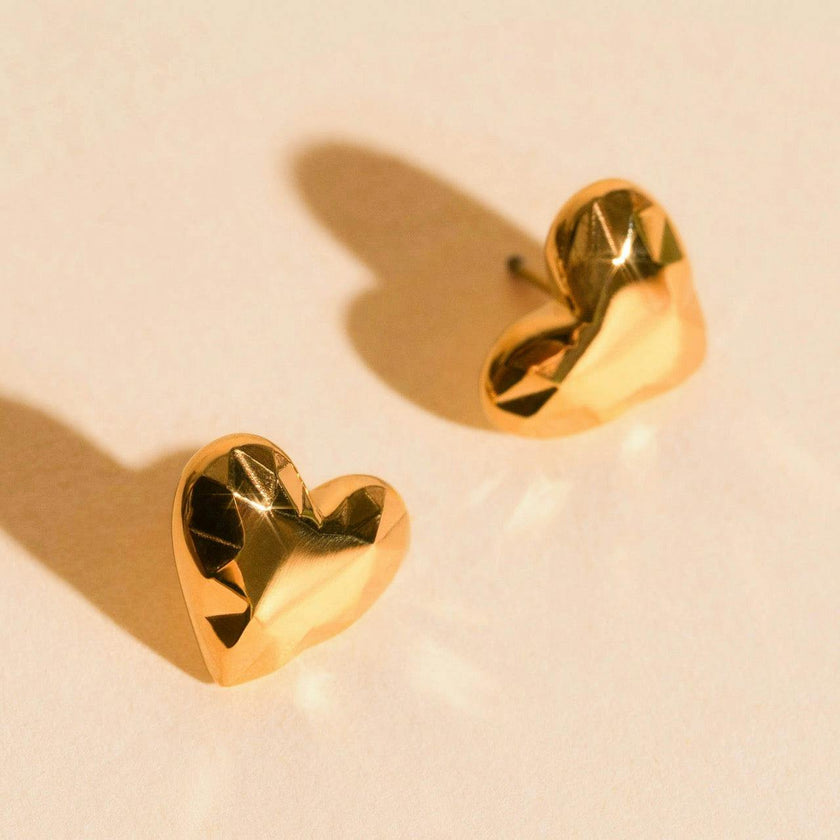 Geometric Heart Stud Earrings