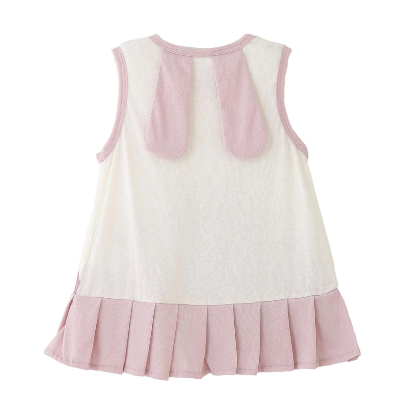White Bunny Pleated Dress