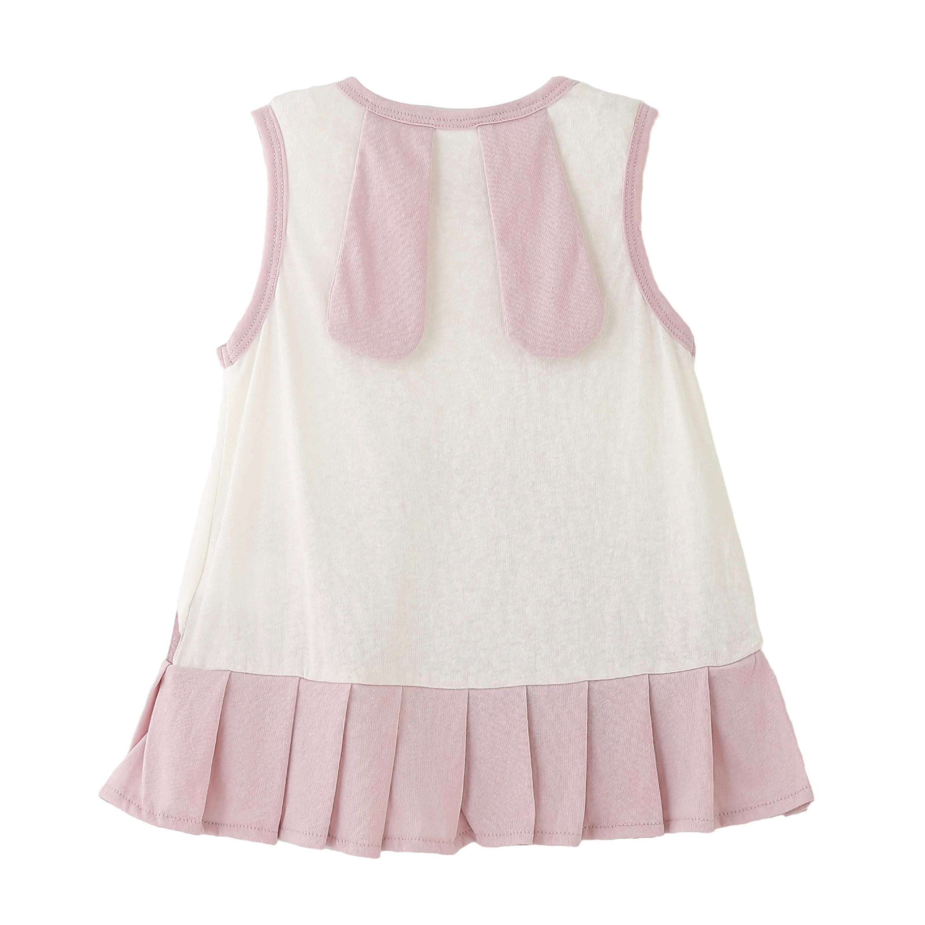 White Bunny Pleated Dress