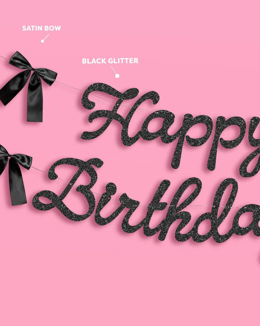 Little Black Bow Bundle - plates, napkins, bday banner