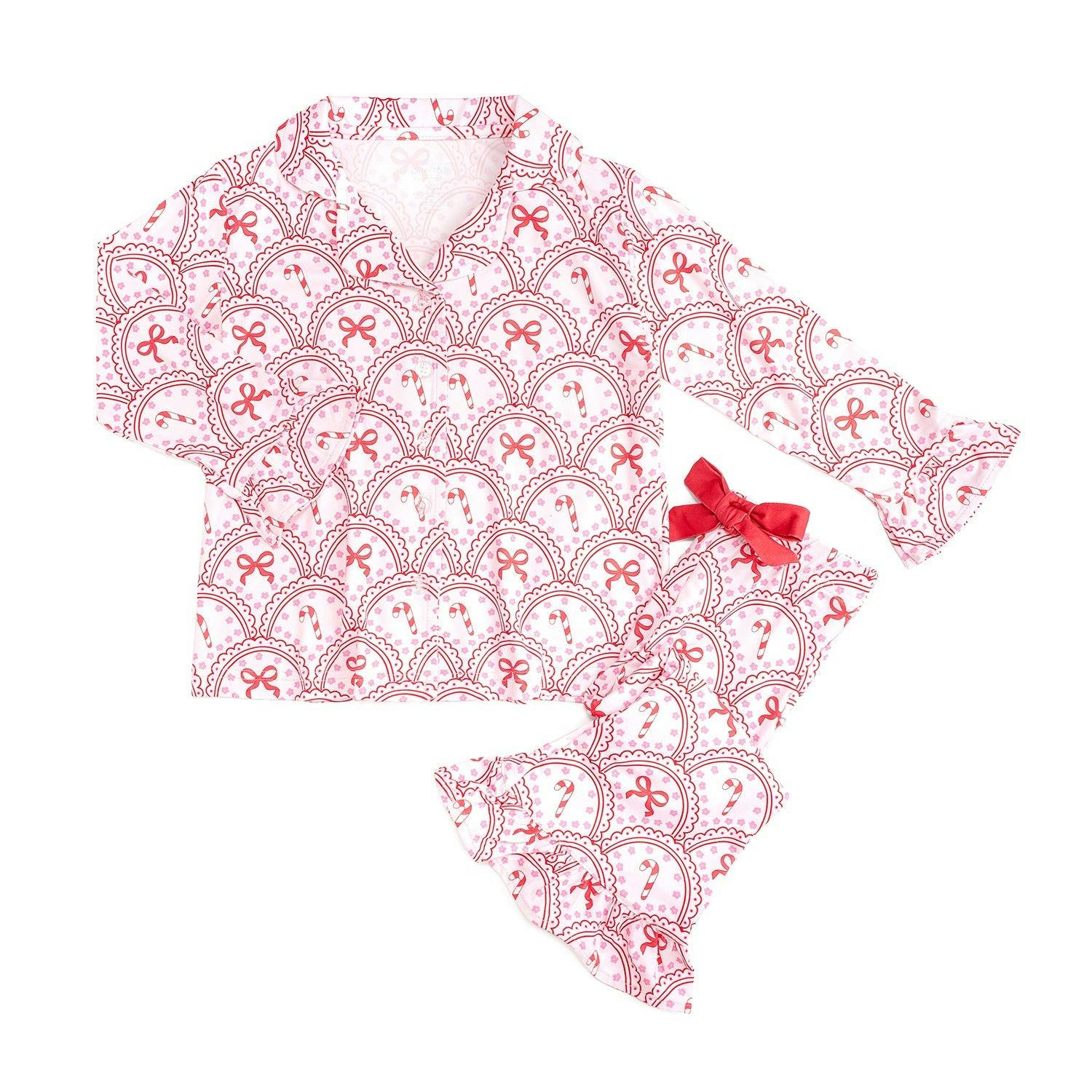 Candy Cane Scallop Christmas Two-Piece Set