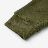 Olive Waffle Zipper Pajama