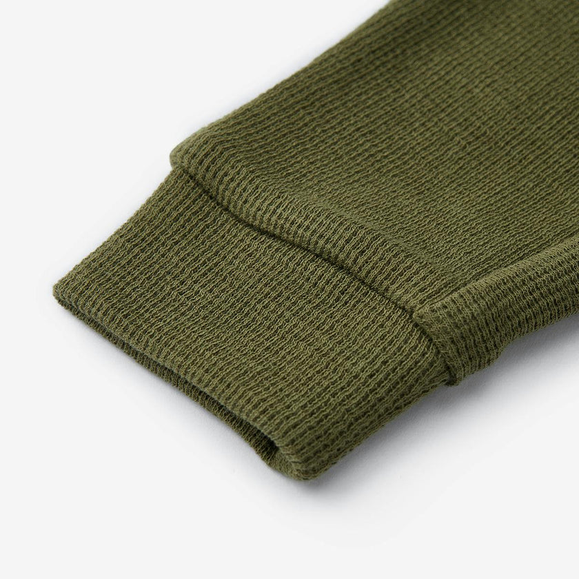 Olive Waffle Zipper Pajama