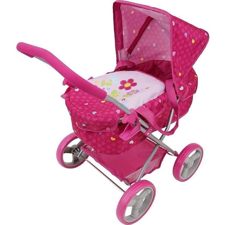 Garden Doll Pram Doll Accessory w/ Storage Basket & Bassinet