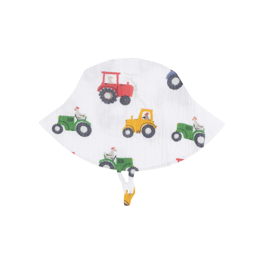 Tractor Friends - Muslin Henley Shortall with Bucket hat