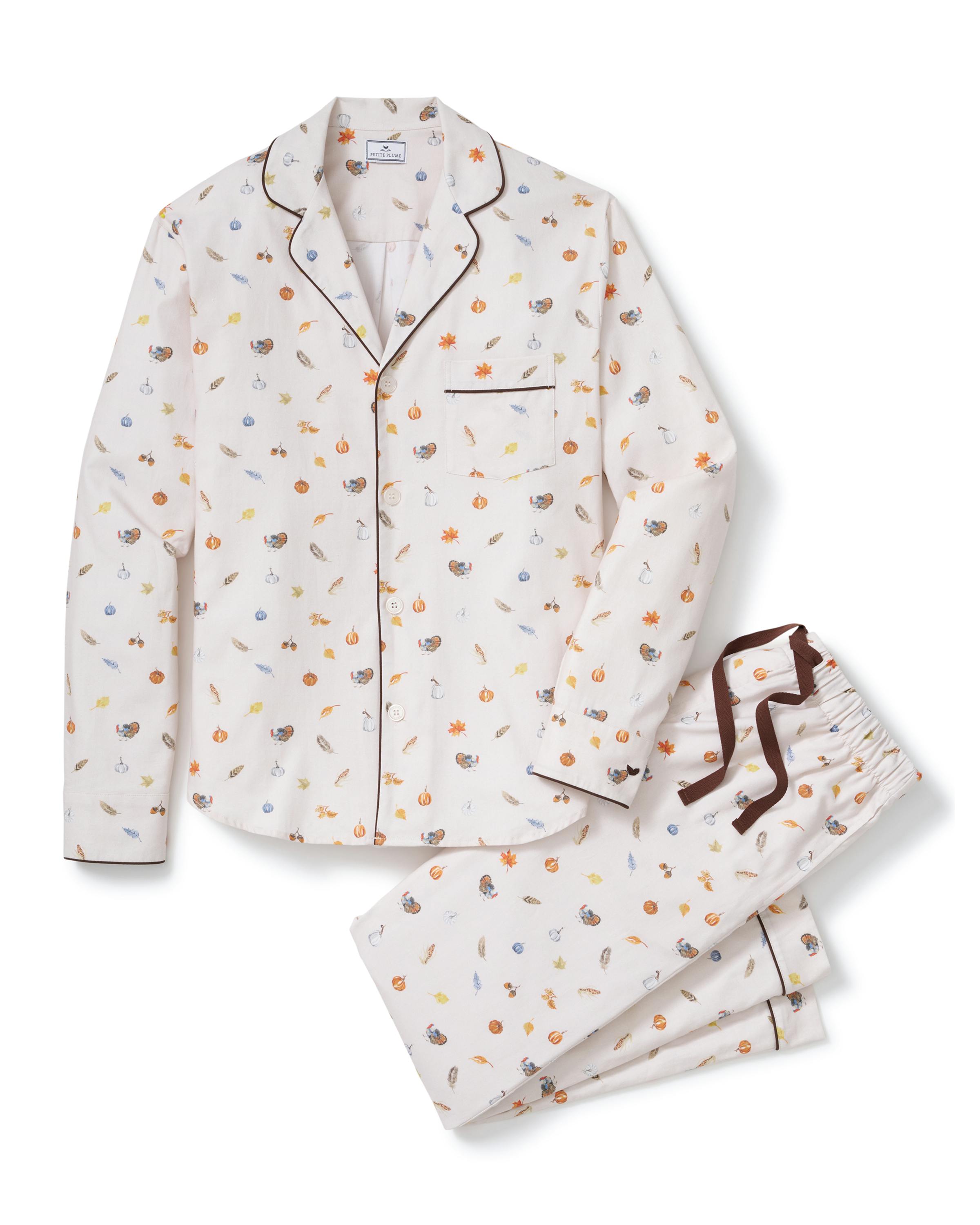 Men's Twill Pajama Set in Thanksgiving Traditions