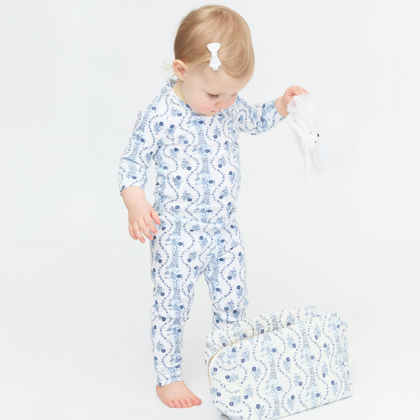 The Tiny PJ Set - Blue Vine Stripe